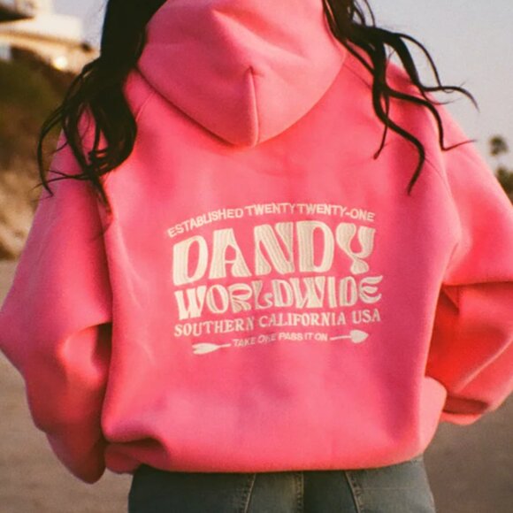 Dandy "Heart on My Sleeve" Oversized Lux Hoodie in Vintage Washed Pink - Picture 2 of 2